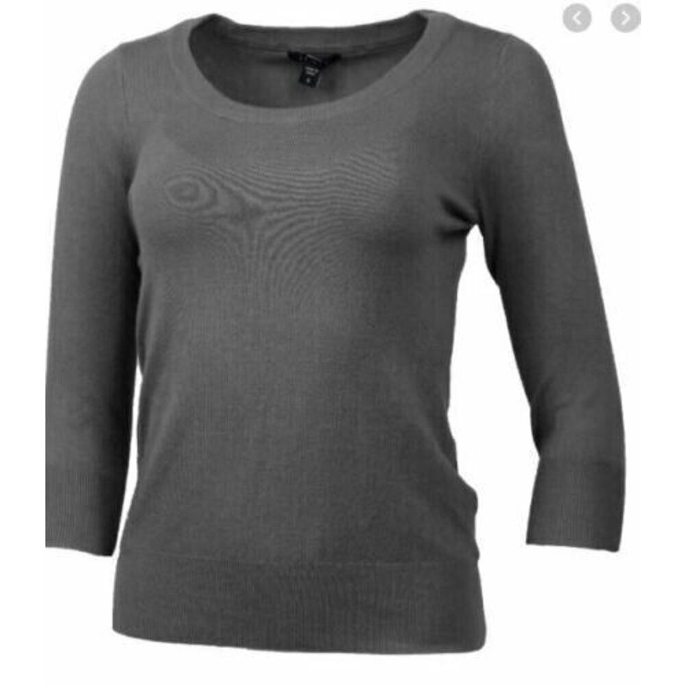 Cyrus Women's 3/4 Sleeve Scoop Neck Lightweight Sweater Grey Medium